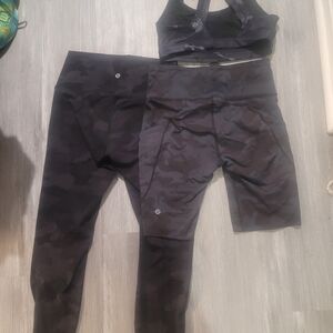 Lululemon Athletica Black Camo Set